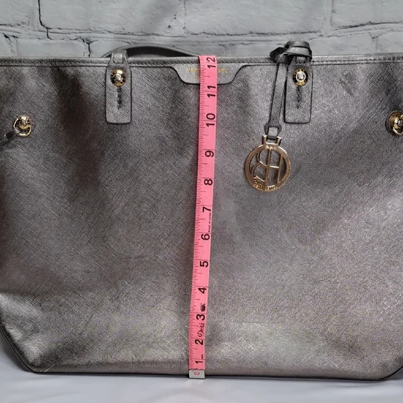 HENRI BENDEL LARGE 'METALLIC' LEATHER TOTE BAG STUDDED SIDES - Picture 12 of 16